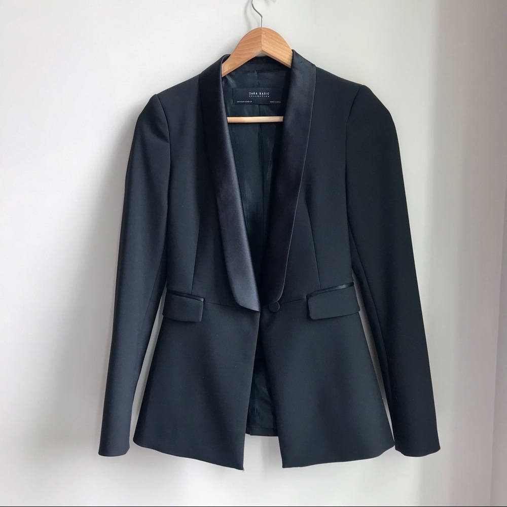 Zara smoking tuxedo black blazer xs